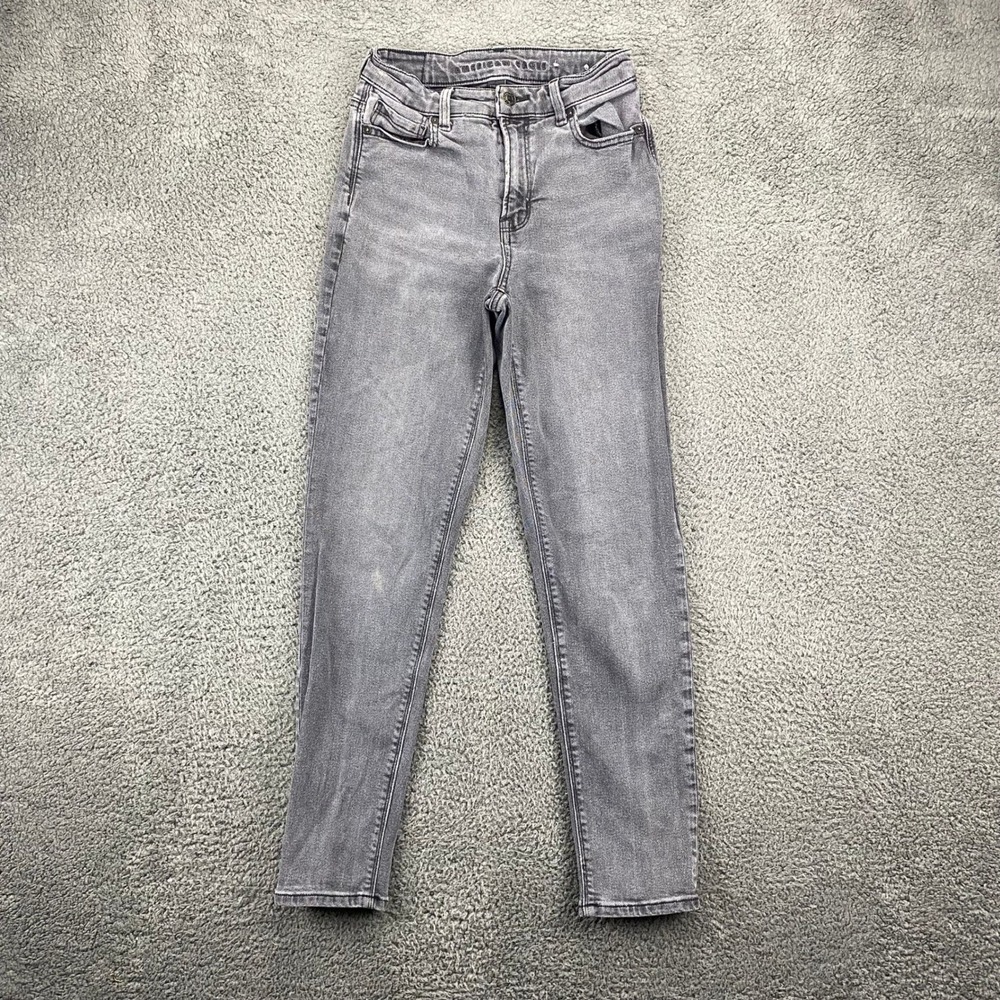 American Eagle Womens Stretch‎ Mom Jeans Gray Wash Size 0 High Rise